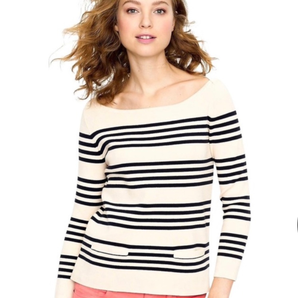 J.Crew Striped Boat Neck Sweater Small EUC